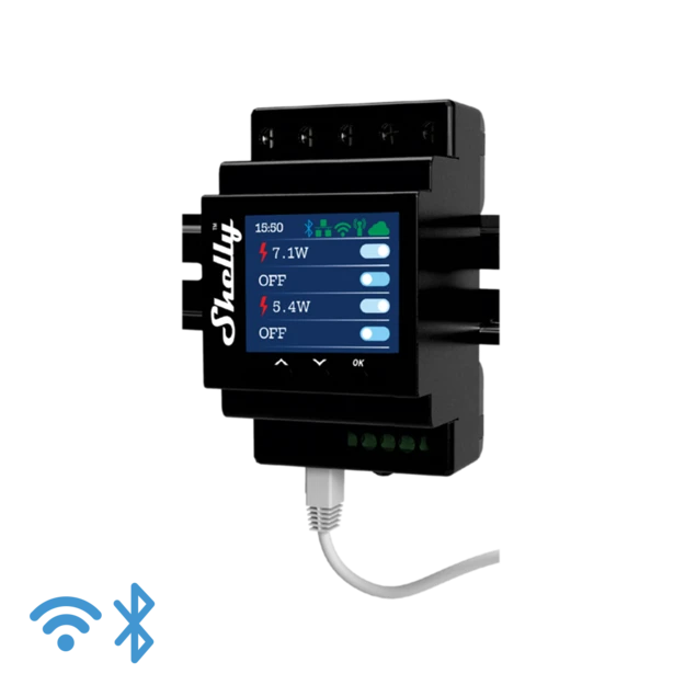 Home Shelly Relais 'Pro Dual Cover PM' 2x Rolladensteuerung WLAN LAN BT