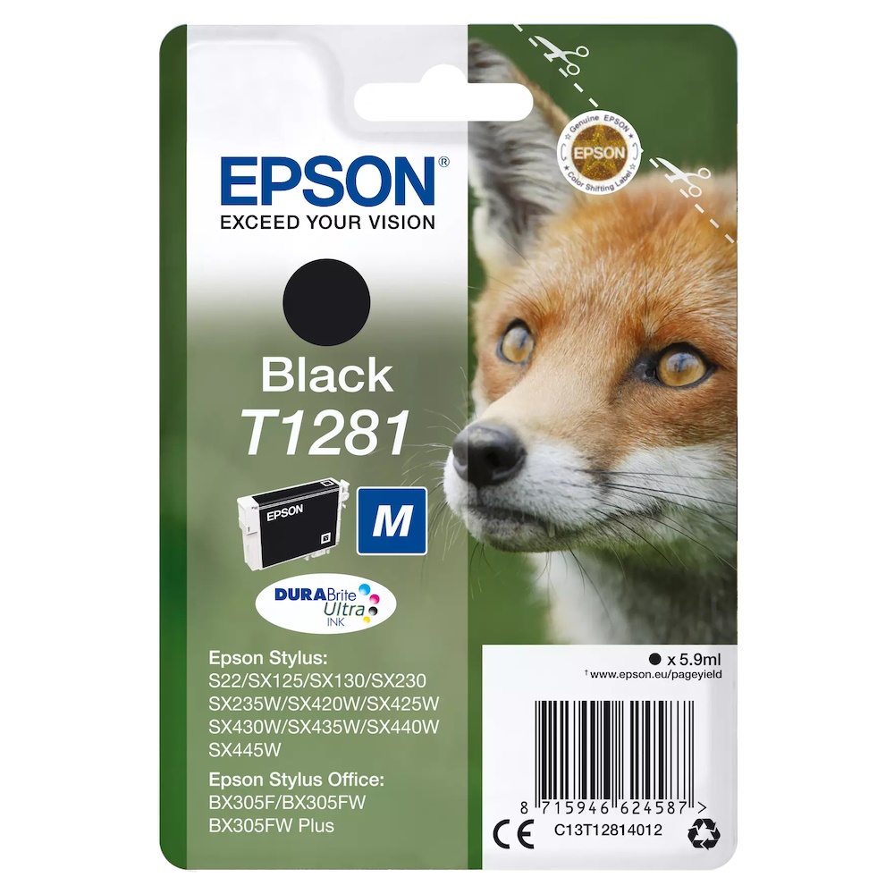 Epson T1281 Sort 185 sider Blæk C13T12814012