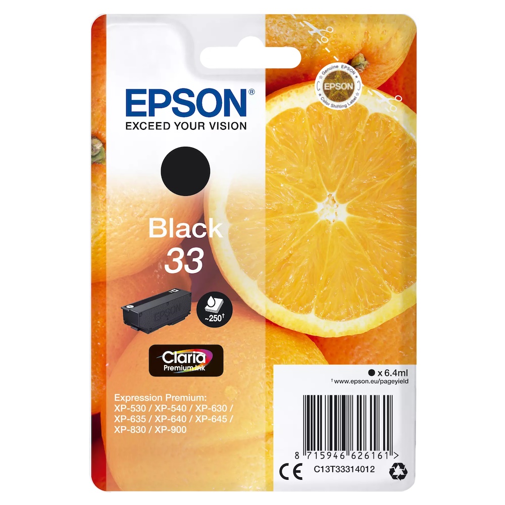 Epson 33 Sort 250 sider Blæk C13T33314012