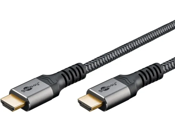goobay HDMI-kabel med Ethernet 1m Sort Sølv