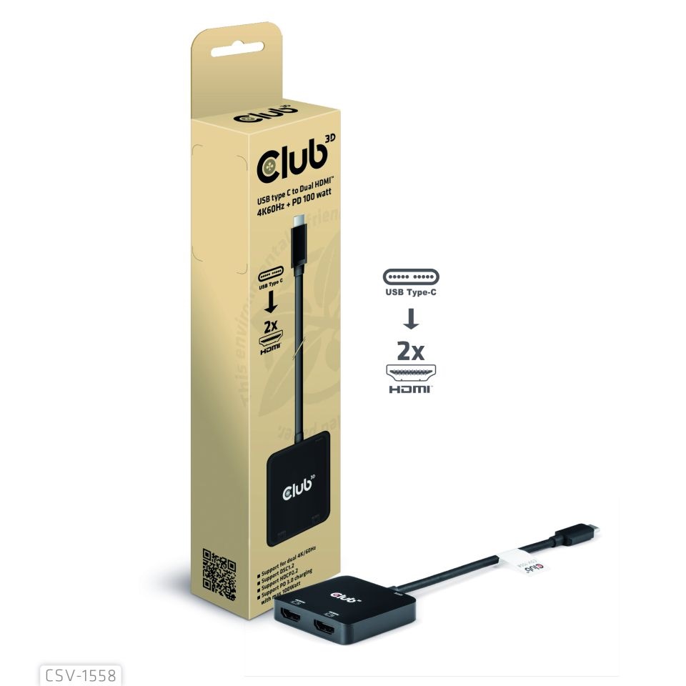 Club 3D Videoadapter 15cm Sort