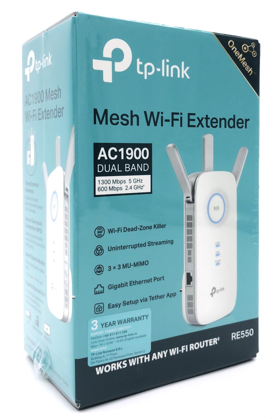 TP-Link RE550 WiFi-rækkeviddeforlænger Ekstern