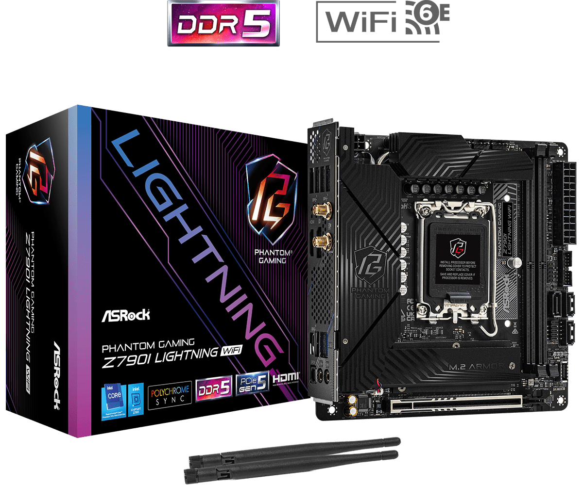 ASRock Phantom Gaming Z690I LIGHTNING WIFI Mini ITX LGA1700 sokkel Intel Z790