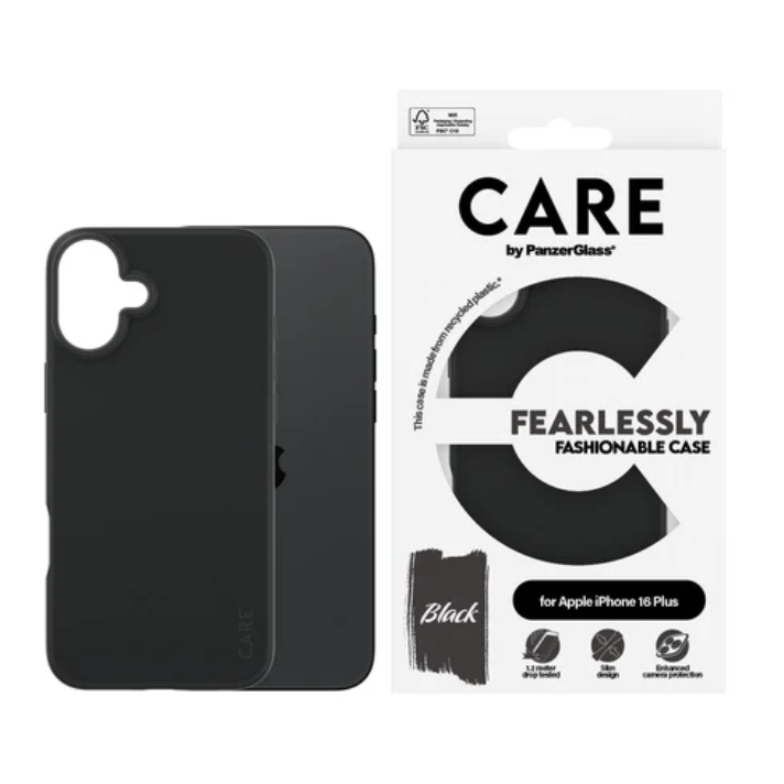 PanzerGlass CARE by Fashionable Case Black iPhone 16 Plus Beskyttelsescover Sort Apple iPhone 16 Plus
