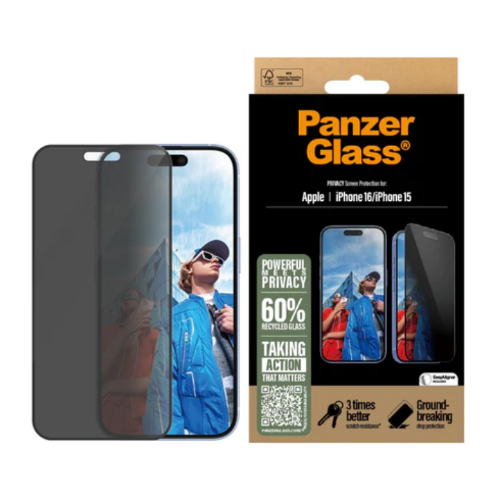 PanzerGlass Privacy Screen Protector iPhone '24 6.1' Ultra-Wide Fit