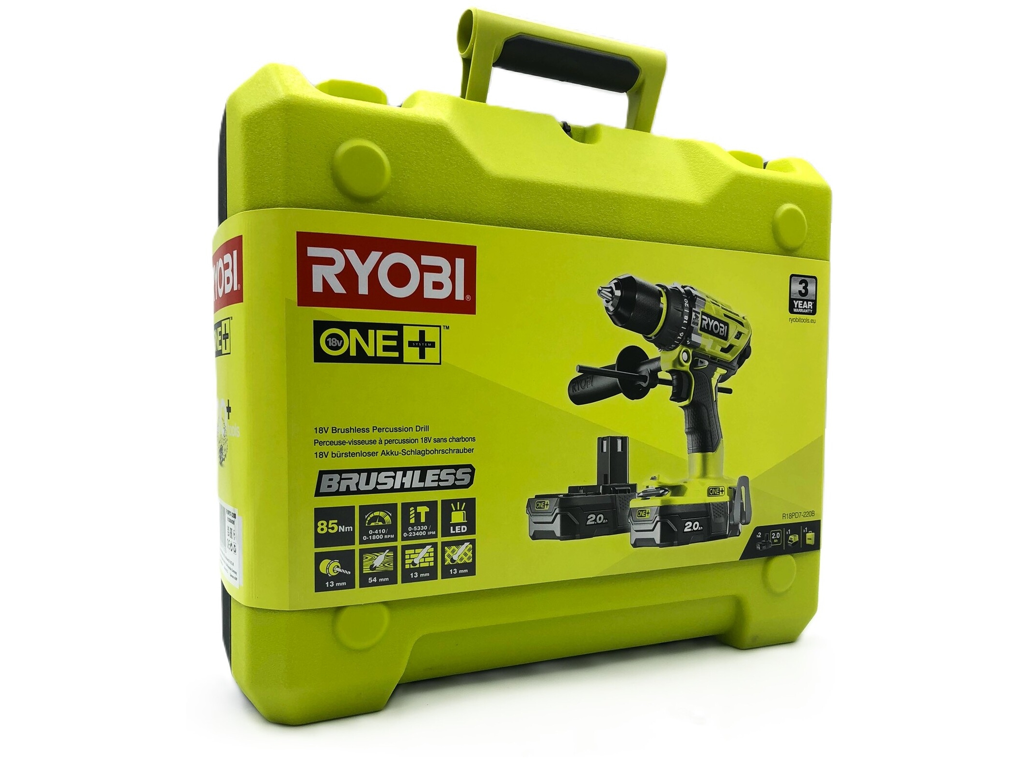 Ryobi One+ R18PD7-220B Slagboremaskine 2 batterier inkluderet 18V