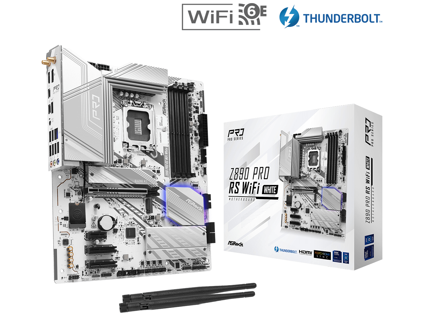 ASRock Z890 Pro RS WiFi White ATX LGA1851 sokkel Intel Z890
