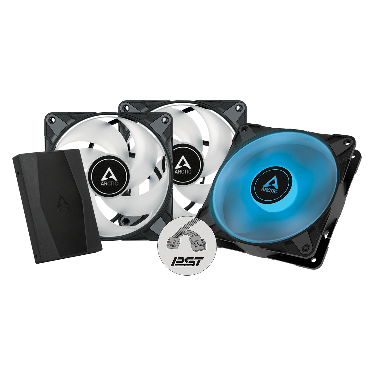 P12 PWM PST RGB 0dB (Black) 3pcs Value Pack with controller