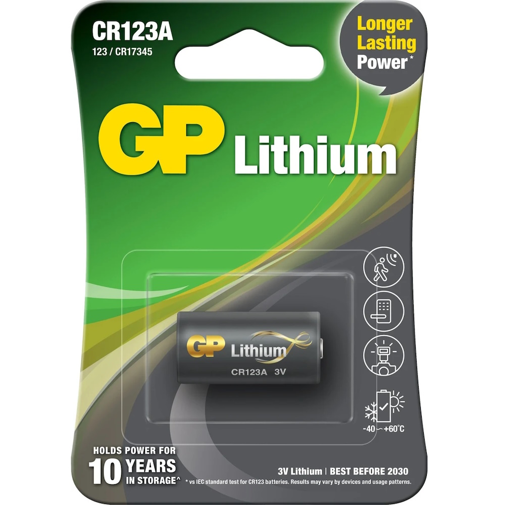 GP Lithium Battery CR123A, 3V, 1-pack
