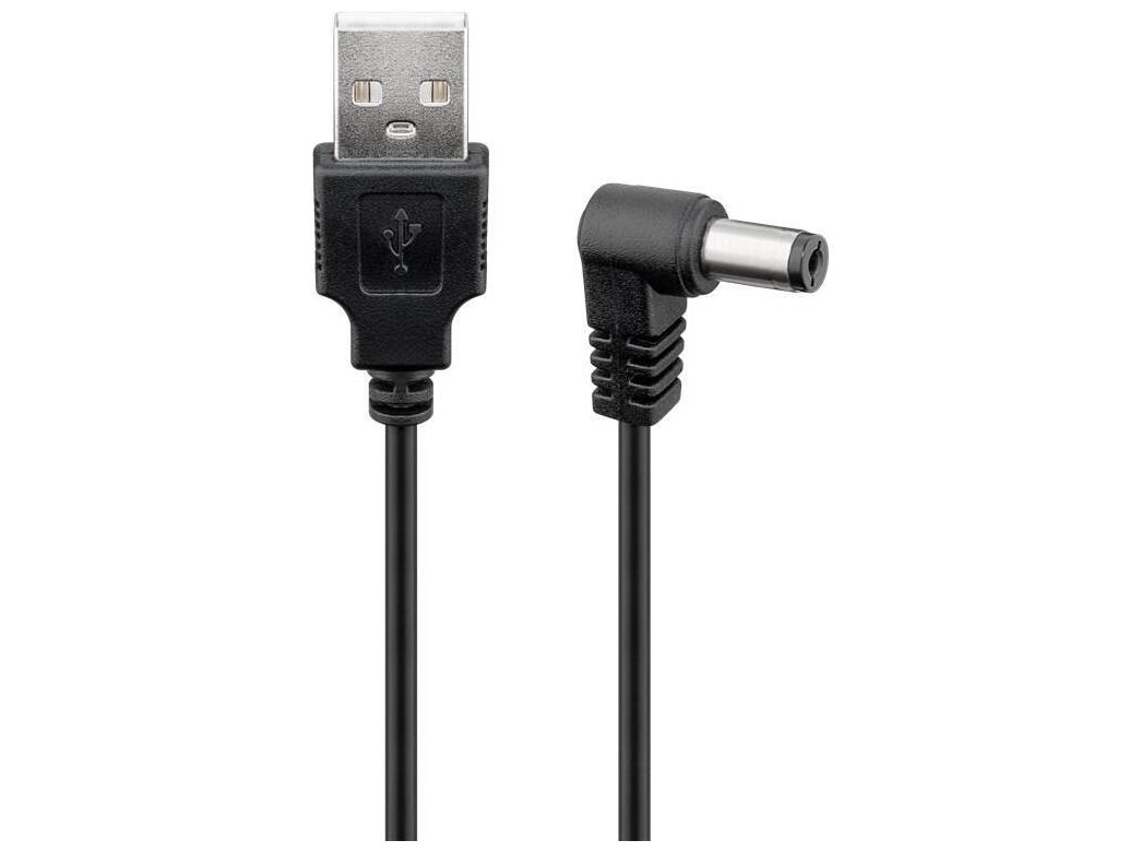 USB-DC cable 5.5 x 2.1 mm, 0.5 m, black