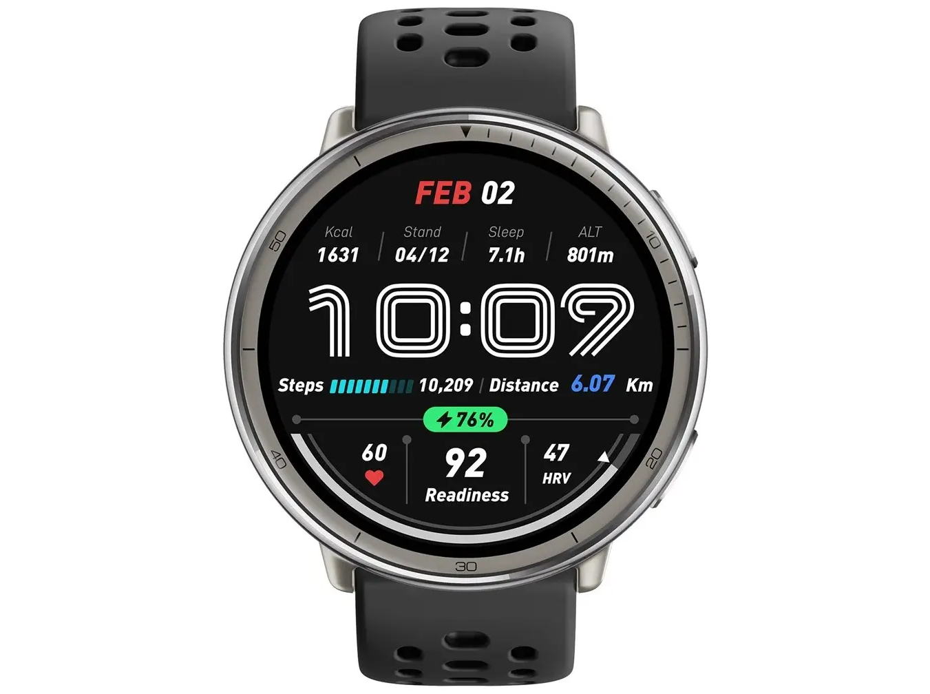 Amazfit Active 2 Sort Sølv SmartWatch