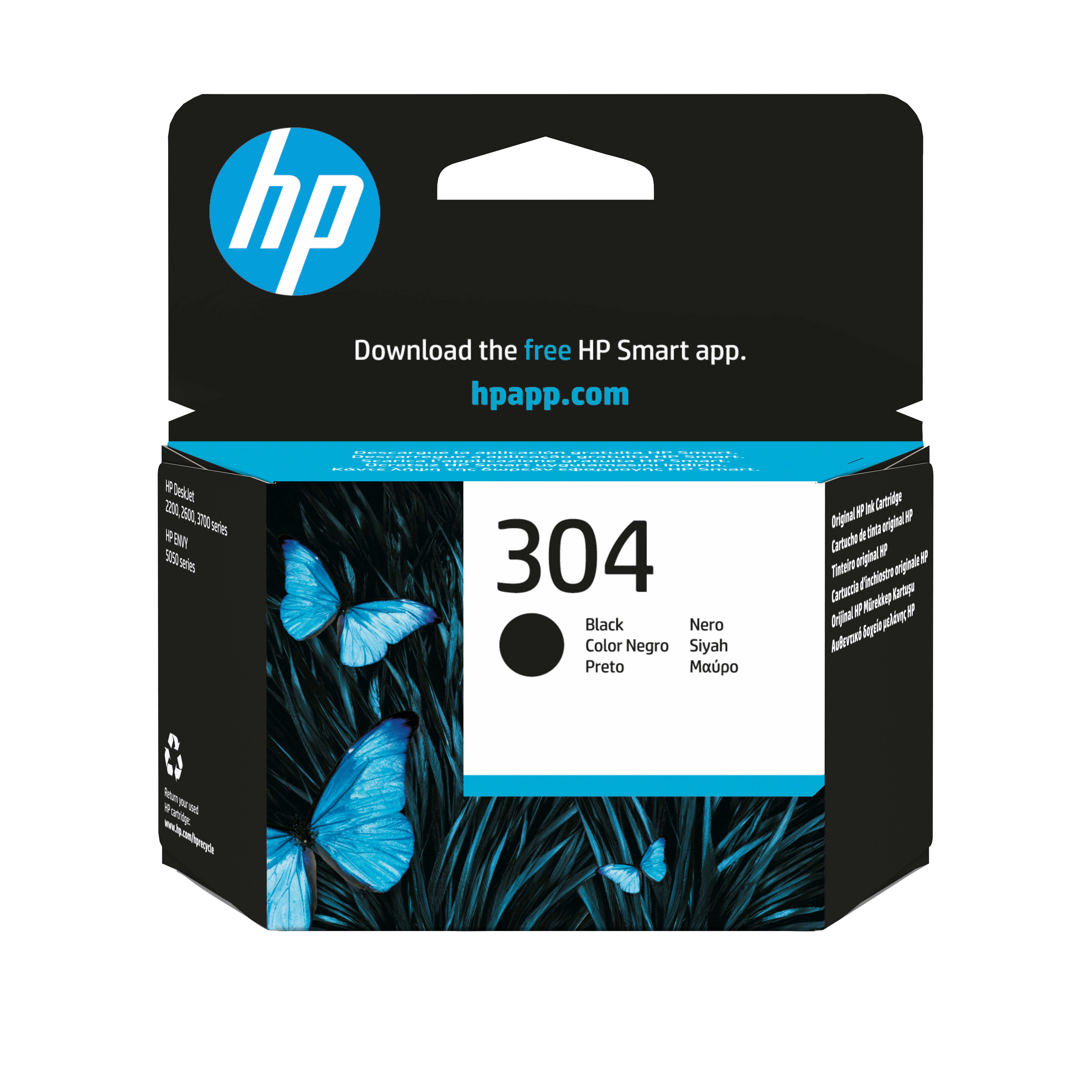 HP 304 Black Original Sort 120 sider Blæk
