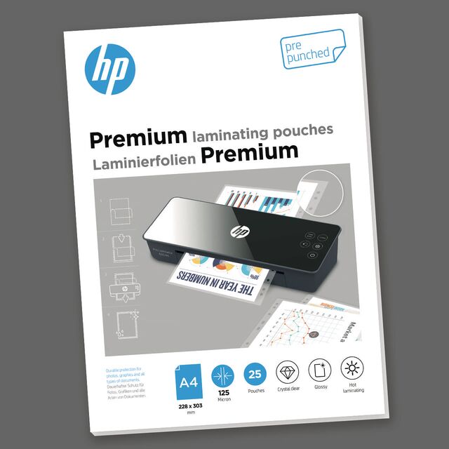 HP Laminierfolien Premium A4 125 Micron 25x mit Lochung