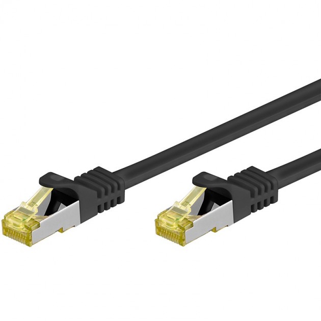 Hersteller: EFB-Elektronik RJ45 Patchkabel S/FTP, Cat.6A, LSZH,Cat.7 Rohkabel, 30m, schwarz Das geschirmte Cat.6A RJ45 Patchkabel gewA¤hrleistet sehr gute Eigenschaften fALr 10 Gigabit Ethernet Anwendungen. Die gegossene TALlle besticht durch ihr schlanke