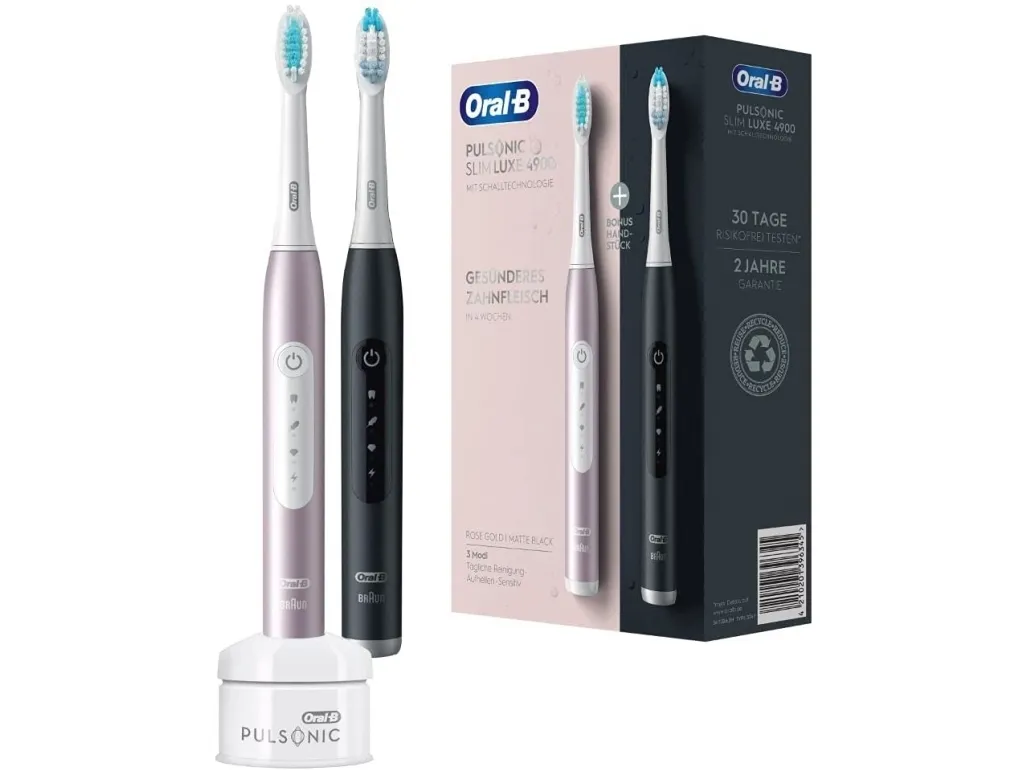 Oral-B Pulsonic Slim 4900 elektrische Zahnbürste Duopack Schwarz/Rosegold