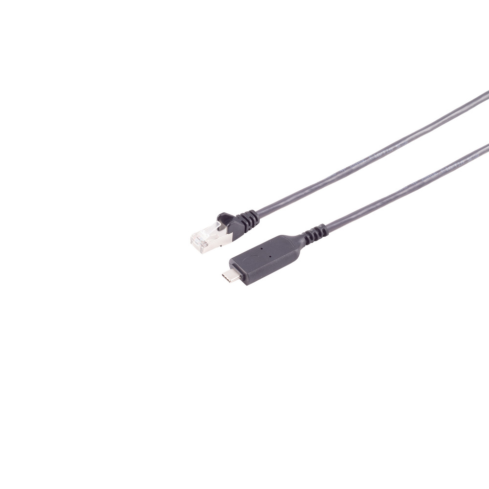 USB-C LAN adapter cable 1G, RJ45, PVC, black, 10m
