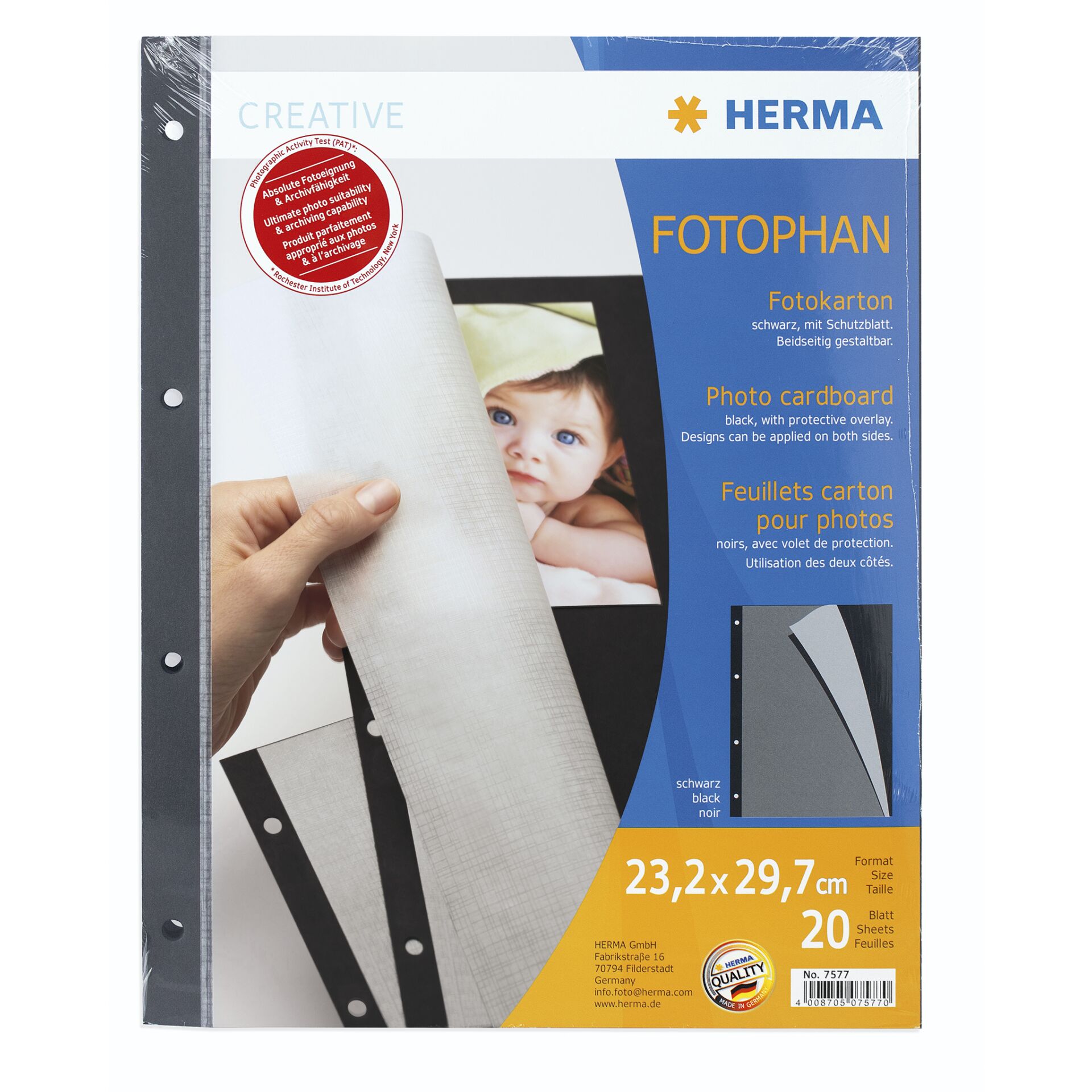 Herma Fotokarton schwarz 20 Blatt 7577